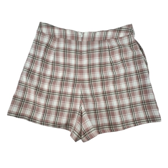 Lovely Day Pink Green Plaid Pleated Mini Skort Skirt Size Medium Women’s - Picture 4 of 7